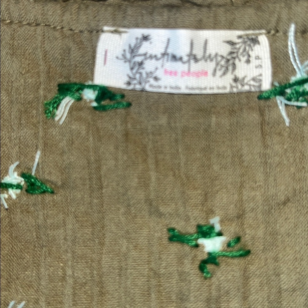 Intimately Free People Sweet As Roses Lounge Blouse Top ONLY Embroidered S - Picture 6 of 9